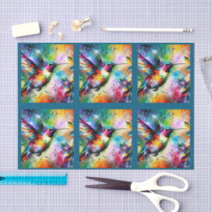 Whimsical Colourful Hummingbird Decoupage Tissue Paper
