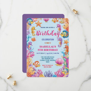 whimsical colourful Jellyfish seahorse birthday Save The Date