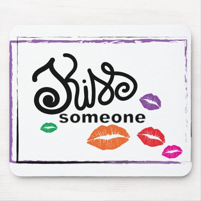 Whimsical Colourful KISSES illustration Mouse Mat (Front)
