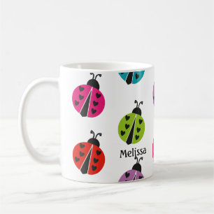 Whimsical Colourful Ladybug Personalised  Coffee Mug