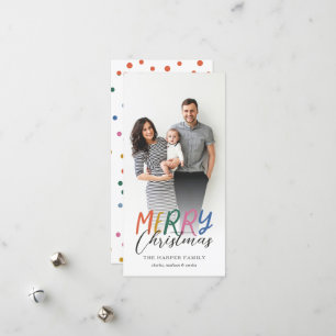Whimsical Colourful Merry Christmas Full Photo Holiday Card