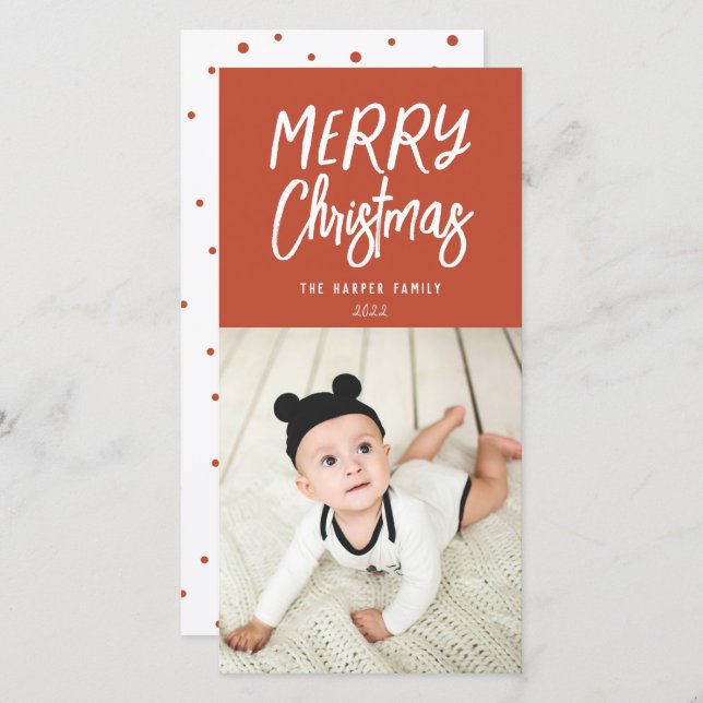 Whimsical Colourful Merry Christmas Photo Holiday  (Front/Back)