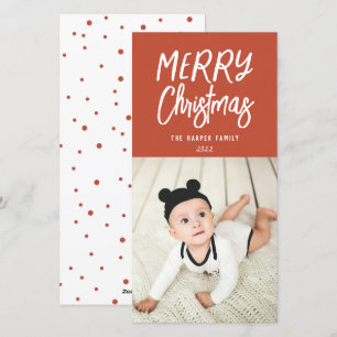 Whimsical Colourful Merry Christmas Photo Holiday  Card