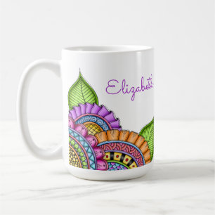 Whimsical Colourful Modern Floral Watercolor Coffee Mug