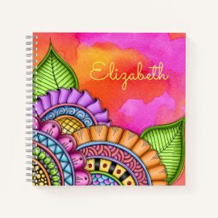 Whimsical Colourful Modern Floral Watercolor Notebook