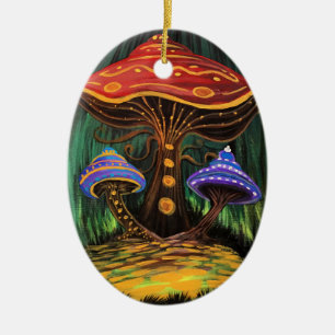 Whimsical Colourful Mushroom Cottagecore Magic Ceramic Tree Decoration