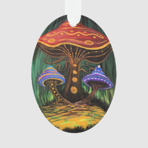 Whimsical Colourful Mushroom Cottagecore Magic Ornament