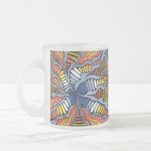 Whimsical Colourful Neurographic Zentangle Starbur Frosted Glass Coffee Mug