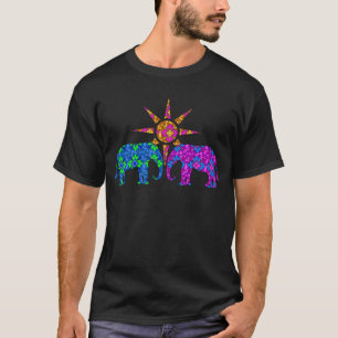 Whimsical Colourful Paisley Elephants In The Sun T-Shirt