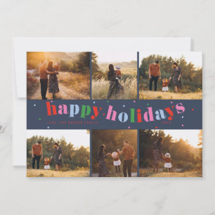 Whimsical Colourful Rainbow 6-photo Holiday Card