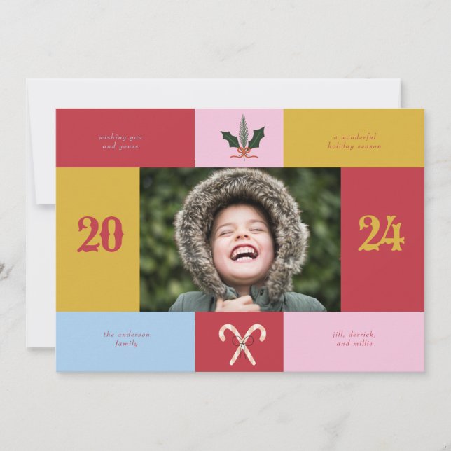 Whimsical Colourful Rainbow Colorblock Holiday Car Invitation (Front)