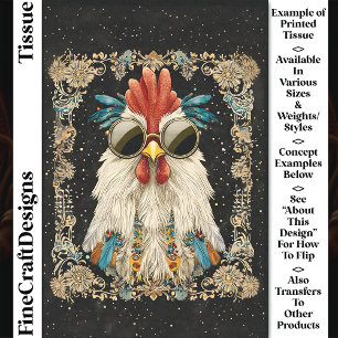 Whimsical Colourful Regal Rooster CK9 Decoupage Tissue Paper