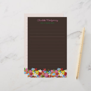 Whimsical Colourful Spring Flowers Garden Thank Yo Stationery