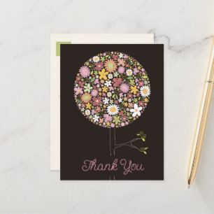 Whimsical Colourful Spring Flowers Pop Tree Birthd Announcement Postcard