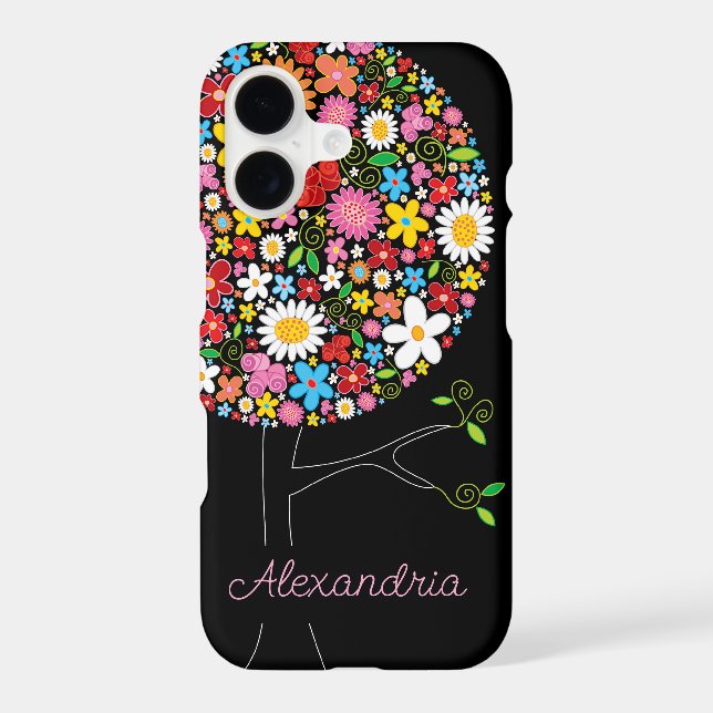 Whimsical Colourful Spring Flowers Pop Tree Nature (Back)