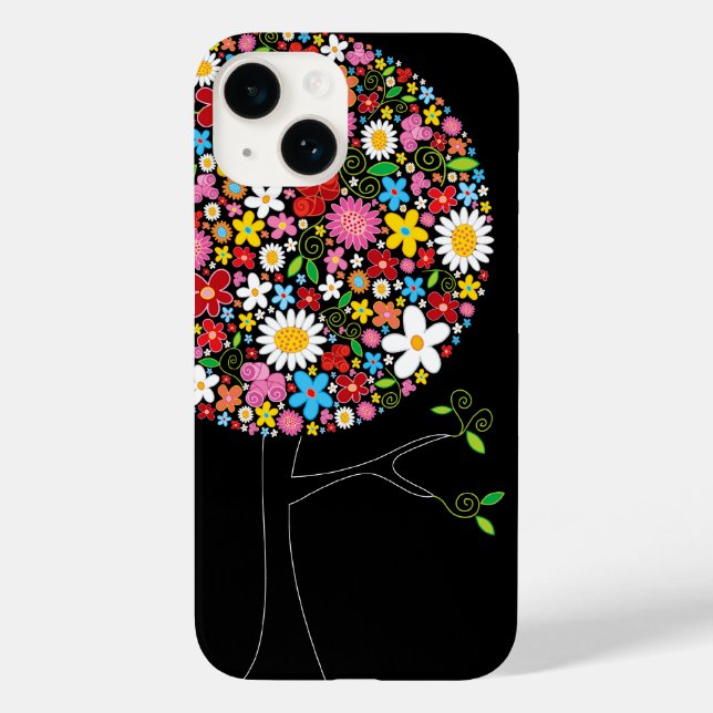 Whimsical Colourful Spring Flowers Pop Tree Nature Case-Mate iPhone Case (Back)