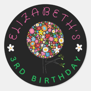 Whimsical Colourful Spring Flowers Pop Tree Party Classic Round Sticker