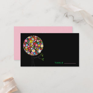 Whimsical Colourful Spring Flowers Pop Tree Party Place Card