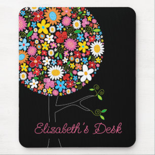 Whimsical Colourful Spring Flowers Sweet Pop Tree Mouse Mat