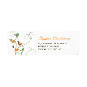 Whimsical Colourful Summer Birds And Swirls Addres