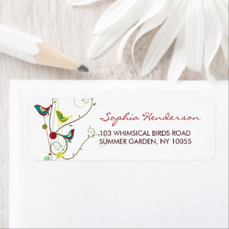 Whimsical Colourful Summer Birds And Swirls Addres