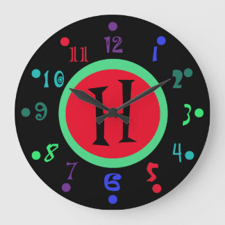 Whimsical Colours Monogram Decorative Wall Clock