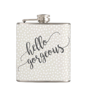 Whimsical Confetti Dots Hello Gorgeous Hip Flask