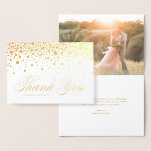 Whimsical Confetti Dots Photo Wedding Thank You Foil Card