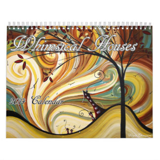 Whimsical Contemporary Houses Art Unique Calendar