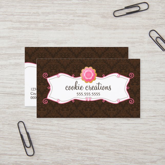 Whimsical Cookie Bakery Business Card (Front/Back In Situ)