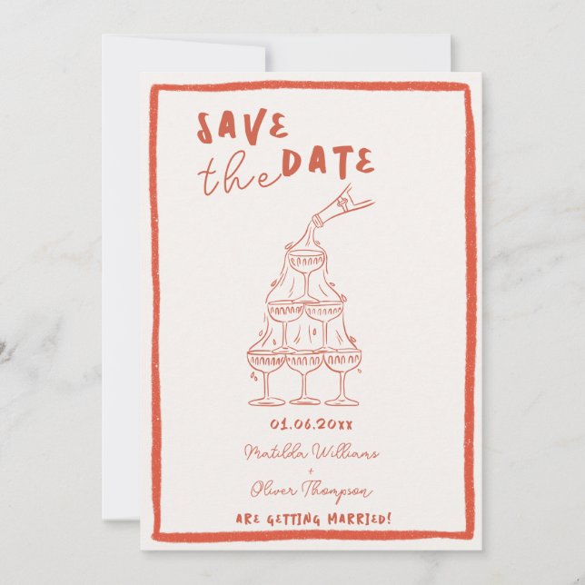 Whimsical Copper Save The Date Invitation (Front)
