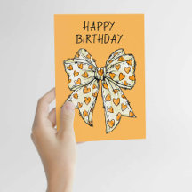 Whimsical Coquette Bow Heart Orange Any Occasion