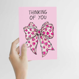 Whimsical Coquette Bow Heart Pink Any Occasion  Card