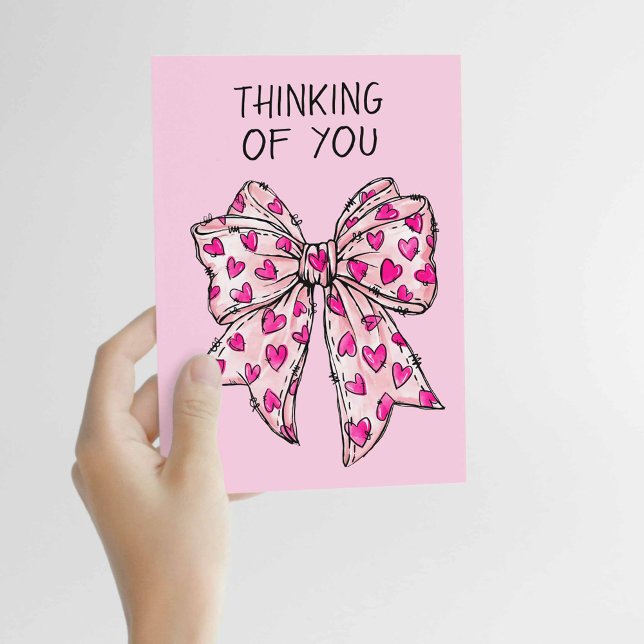 Whimsical Coquette Bow Heart Pink Any Occasion  Card (Customize for any occasion!)