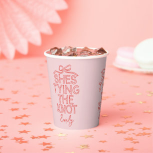 Whimsical coquette bow tying knot bridal shower paper cups