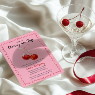 Whimsical Coquette Cherry on Top Baby Shower  Postcard