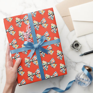 Whimsical Coquette Colourful Red Bow Pattern Wrapping Paper