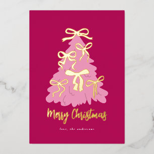 Whimsical Coquette Ribbons Foil Christmas Card