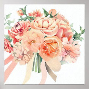Whimsical Coral, Attendants Bouquet (B) Poster