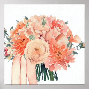 Whimsical Coral, Attendants Bouquet (C) Poster