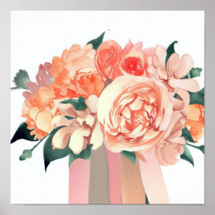 Whimsical Coral, Attendants Bouquet (D) Poster