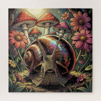 Whimsical Cosmic Snail & Mushroom Garden  
