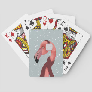 Whimsical Cosy Winter Flamingo With Scarf  Playing Cards