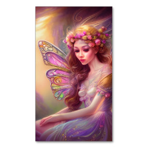 Whimsical Cottage Core Fairy Magnetic Business Card