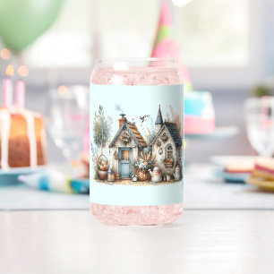 Whimsical Cottage Garden Can Glass