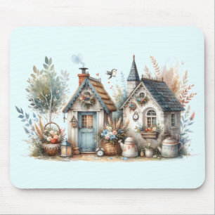 Whimsical Cottage Garden Mouse Mat