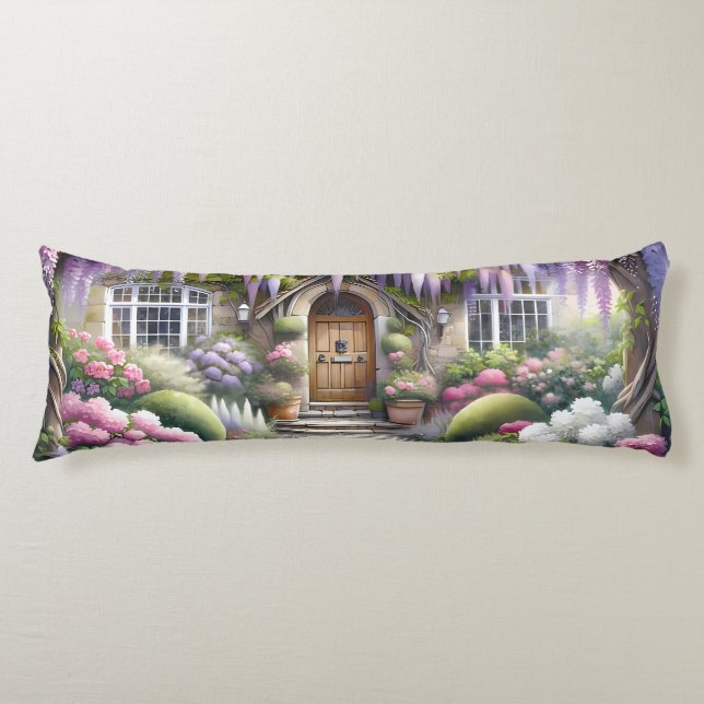Whimsical Cottage Garden Pathway Body Cushion (Front)