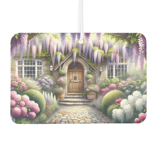 Whimsical Cottage Garden Pathway Car Air Freshener (Front)