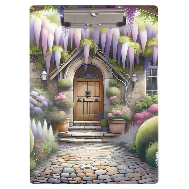Whimsical Cottage Garden Pathway Clipboard (Front)
