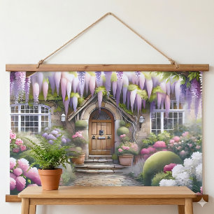 Whimsical Cottage Garden Pathway Hanging Tapestry